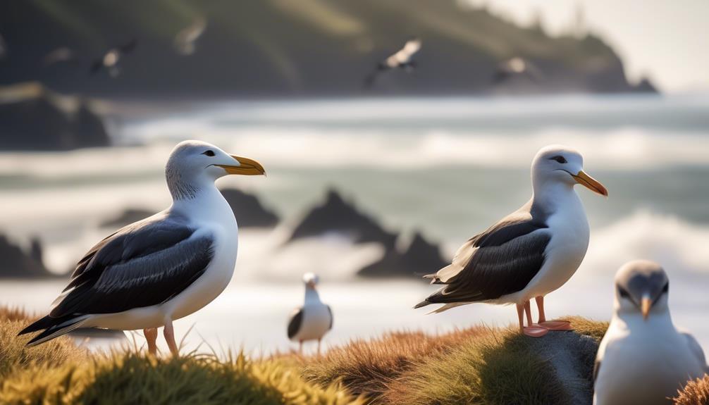 observing seabirds along the coast in the pacific northwest