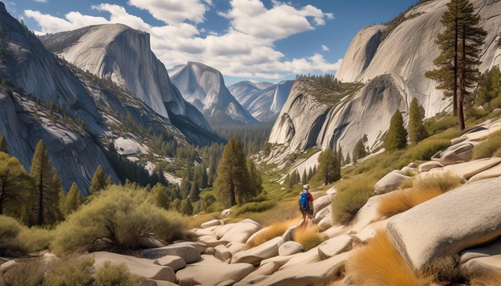 scenic hiking through yosemite