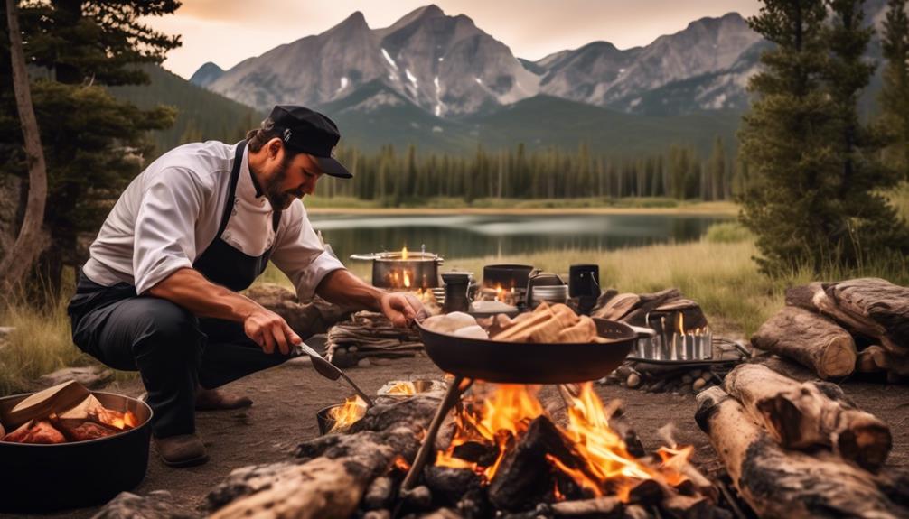 outdoor cooking in mountains