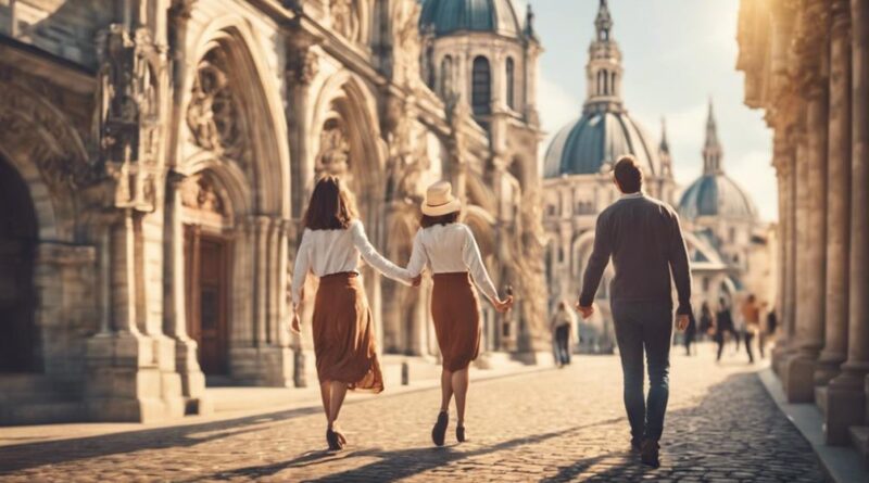 lovebirds explore historic buildings